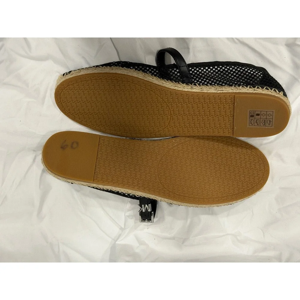 Michael Kors Black Mesh‎ Mary Jane Espadrille Flats MK Logo 10 Resortwear 106-09